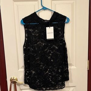 Who What Wear Black Lace Blouse